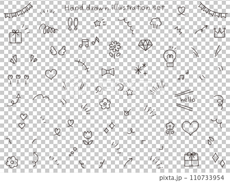 Simple ornament illustration set. vector, heart, cute Simple ornament illustration set. vector, heart, cute 110733954