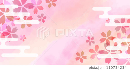 桜　和柄　水彩　背景	 110734234