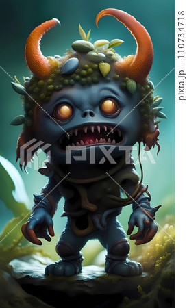 a monster in the dark room 3d cartoon character 110734718