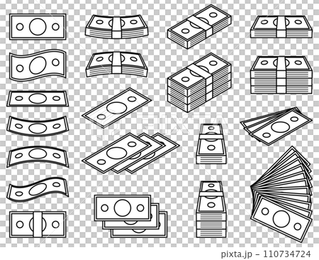 Vector illustration set of money, bills and wads 110734724