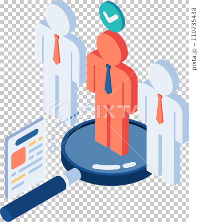 Isometric Magnifying Glass Choosing Businessman Icon 110735438