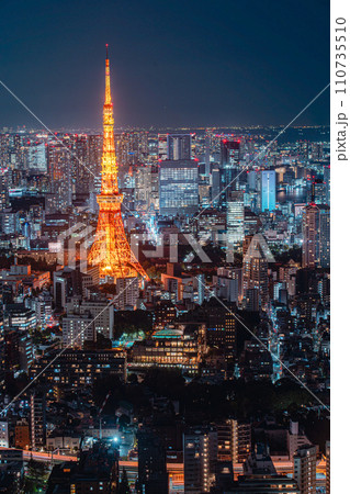 六本木ヒルズから見える東京タワー 六本木ヒルズから見える東京タワー 110735510