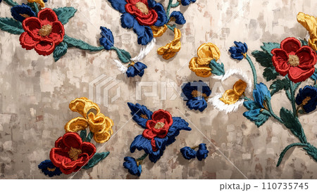 花の刺繍の背景 110735745