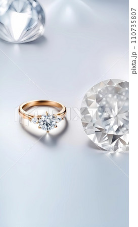 Jewellery engagement ring with diamond isolated 110735807