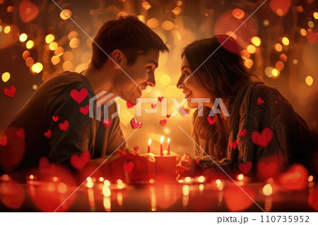 AI-generated content. romantic couple giving valentines day gift of pragma love 110735952