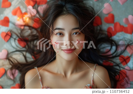 AI-generated content. Woman and her hearts of love Pragma 110736452