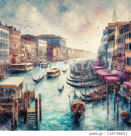 colorful houses on the shore(AI-generate) 110736651