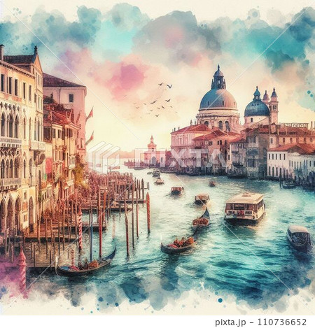 boats and floating houses on water(AI-generate) 110736652