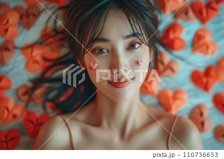 AI-generated content. Woman and her hearts of love Pragma 110736653