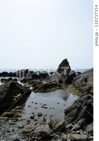 岩礁海岸  潮が引いた磯　海辺の造形 110737354