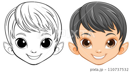 Cheerful Cartoon Boys Faces 110737532