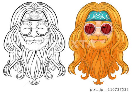 Bohemian Man with Sunglasses Illustration Bohemian Man with Sunglasses Illustration 110737535