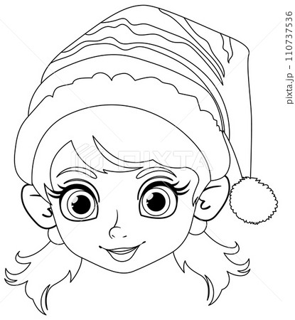 Festive Elf Girl Coloring Page Festive Elf Girl Coloring Page 110737536