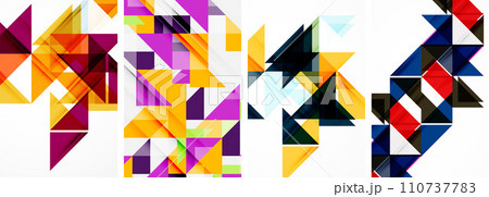 Set of colorful triangle poster cover template...のイラスト素材 [110737783 ...