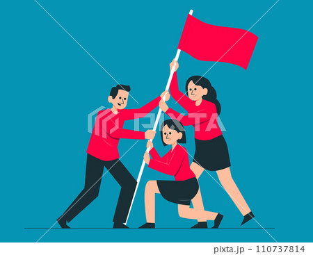 Team goal achievement. Teamwork success vector illustration concept 110737814