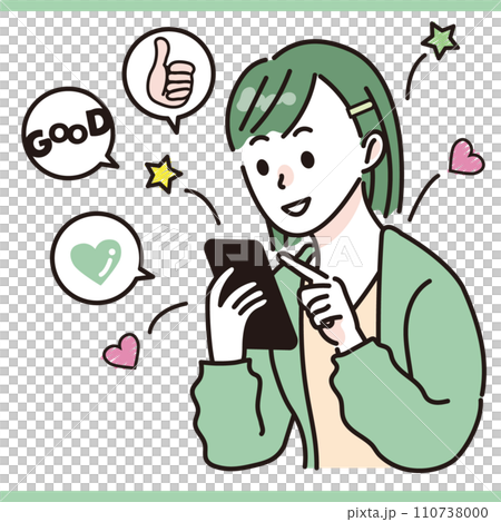Woman enjoying SNS on smartphone 02 110738000
