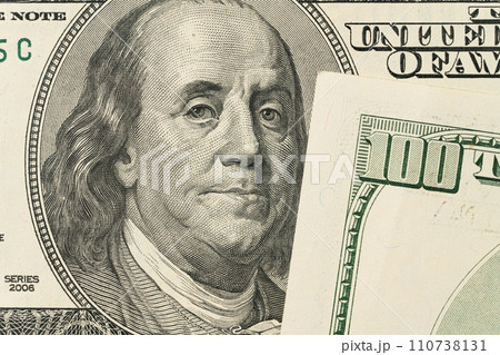 portrait of Benjamin Franklin on the one hundred dollar bill portrait of Benjamin Franklin on the one hundred dollar bill 110738131