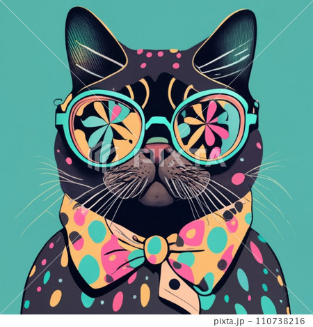 かわいい黒猫のイラスト 005 110738216