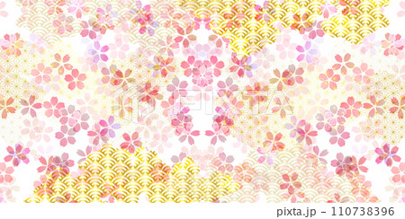 桜　和柄　文様　背景	 110738396