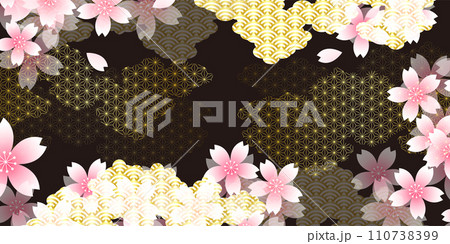 桜　和柄　水彩　背景	 110738399