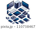 アイソメトリック　複数のパソコンとデバイスのイラスト 110738467