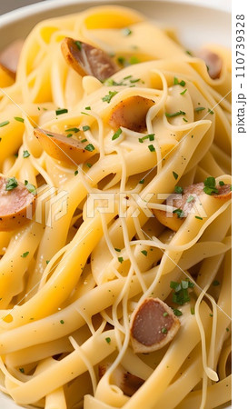 spaghetti carbonara with tomato sauce and cheese spaghetti carbonara with tomato sauce and cheese 110739328