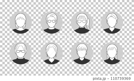 Vector icon monochrome illustration set of simple casual people Vector icon monochrome illustration set of simple casual people 110739369