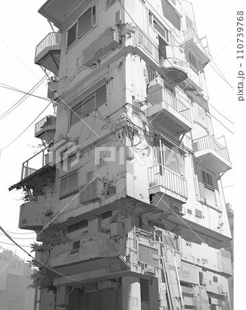 漫画 背景 線画 ラインドローイング 漫画 背景 線画 ラインドローイング 110739768