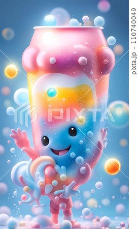 Colorful bubbles drink 3d drawing cartoon artwork 110740049