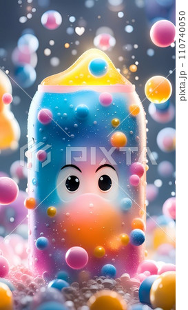 Colorful bubbles drink 3d drawing cartoon artwork 110740050