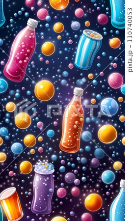Colorful bubbles drink 3d drawing cartoon artwork 110740053