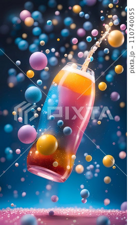 Colorful bubbles drink 3d drawing cartoon artwork 110740055