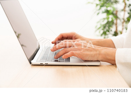 ノートパソコンをするミドル女性 110740183