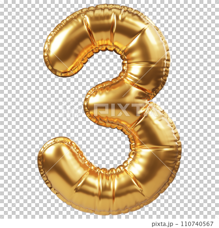 Gold Balloon 3D Number 3 Gold Balloon 3D Number 3 110740567