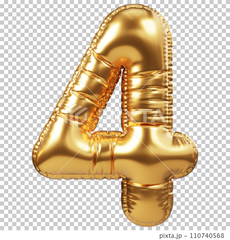 Gold Balloon 3D Number 4 110740568