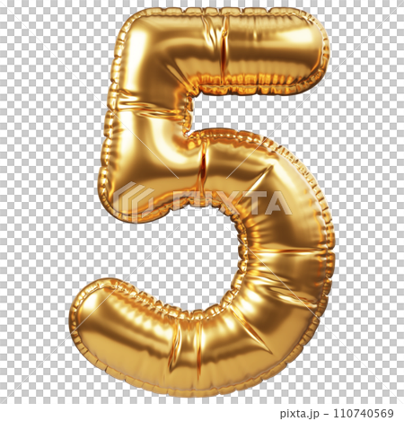 Gold Balloon 3D Number 5 Gold Balloon 3D Number 5 110740569