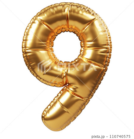 Gold Balloon 3D Number 9 Gold Balloon 3D Number 9 110740575