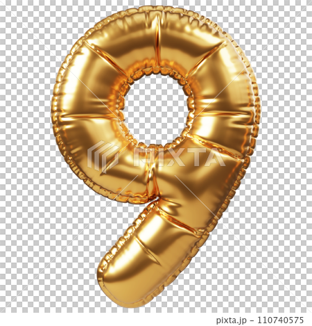 Gold Balloon 3D Number 9 Gold Balloon 3D Number 9 110740575