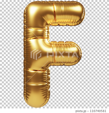 Gold Balloon 3D Letter F 110740581