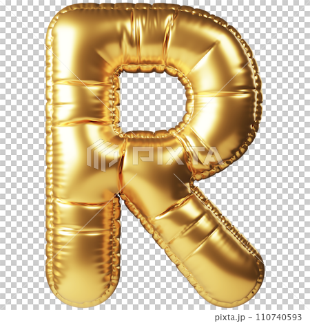 Gold Balloon 3D Letter R 110740593