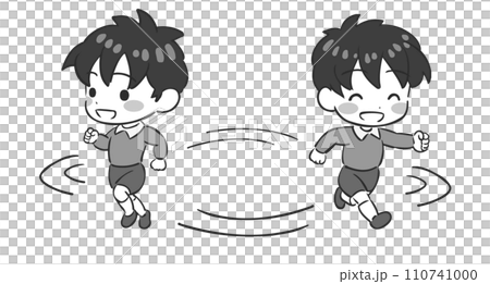 一個健康的奔跑的孩子的插圖 110741000