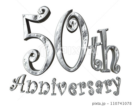 3DCG文字「50th Anniversary/50周年」シルバー,銀 110741078
