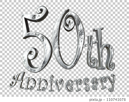 3DCG文字「50th Anniversary/50周年」シルバー,銀 110741078