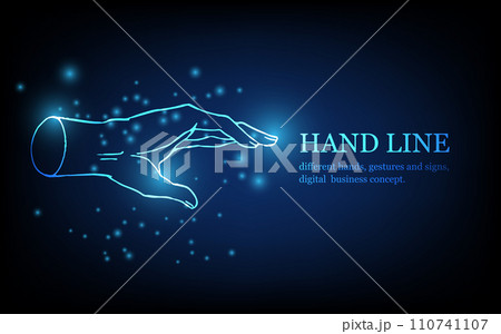Human hand line, different hands, gestures and signs, digital business concept, futuristic digital innovation background vector illustration. 110741107