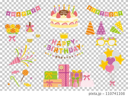 誕生日のイラストのセット_1 110741108