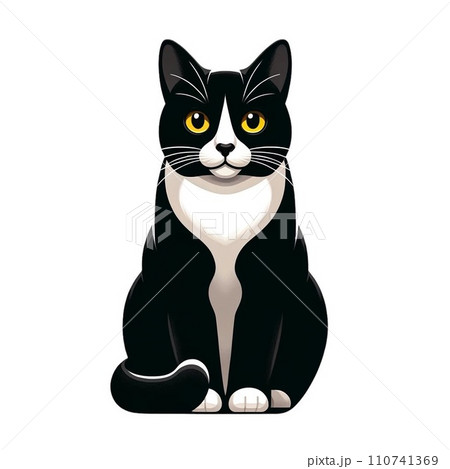 お座りしているハチワレ猫 靴下のイラスト素材 [110741369] - PIXTA