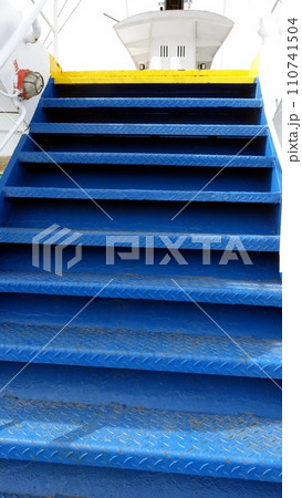 The stairs of a ferry towards the Mediterranean islands. 110741504