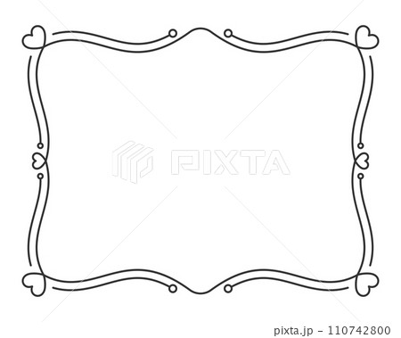 Vintage frame border divider text black line. Heart valentine separator uneditable stroke filigree rectangle greeting card restaurant menu wedding decor book cover pattern framework template isolated Vintage frame border divider text black line. Heart valentine separator uneditable stroke filigree rectangle greeting card restaurant menu wedding decor book cover pattern framework template isolated 110742800