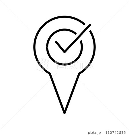 Location pin and check mark icon. Approvement...のイラスト素材 [110742856] - PIXTA