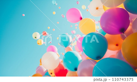 青空に飛び立つ無数のカラフルな風船:AI作品 青空に飛び立つ無数のカラフルな風船:AI作品 110743375